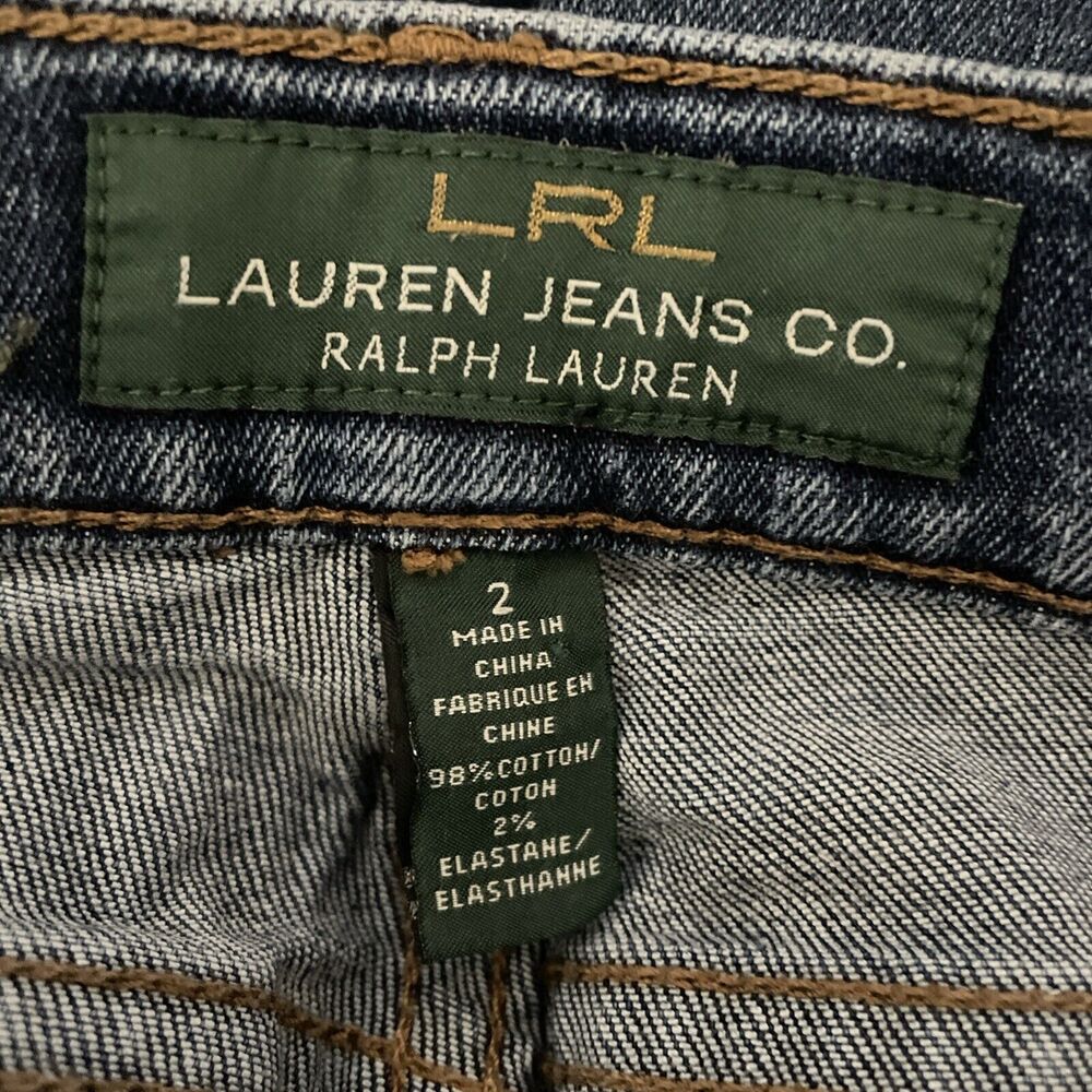 Lauren Jeans Co Ralph Lauren Bootcut Jeans Blue Denim Frayed Hem Women's Size 2 - Picture 7 of 10